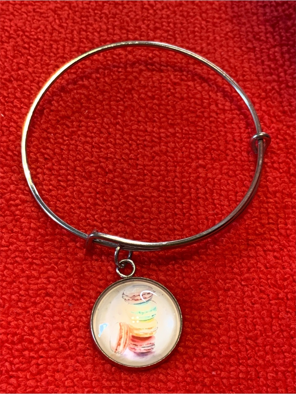 Silver-Tone Bracelet with Colorful Macaron Charm